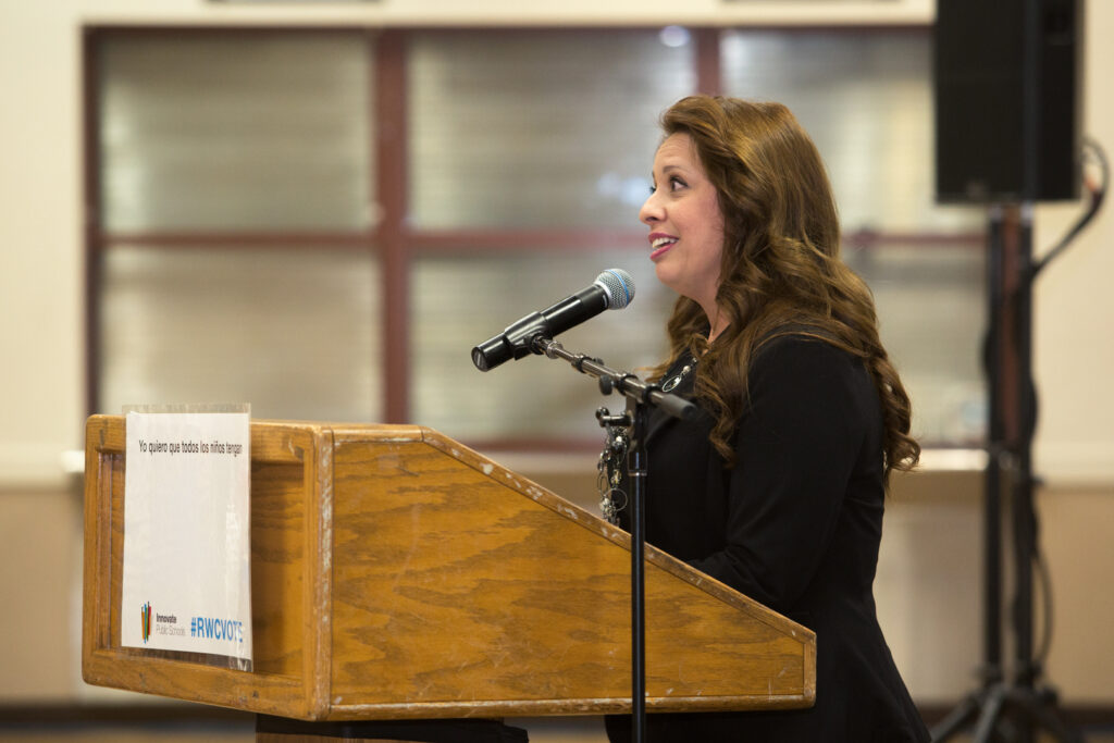 Michelle Vilchez speaking at Sequoia Union High School District Candidates Forum